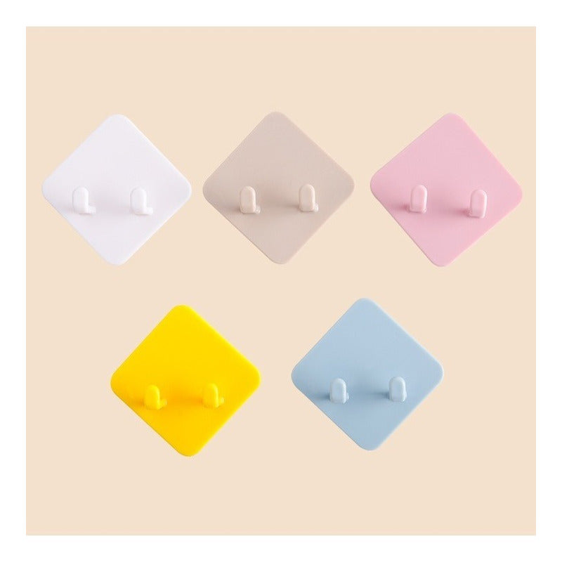 Pack De 5 Ganchos Dobles Auto Adhesivos Ideal Cocina Baño