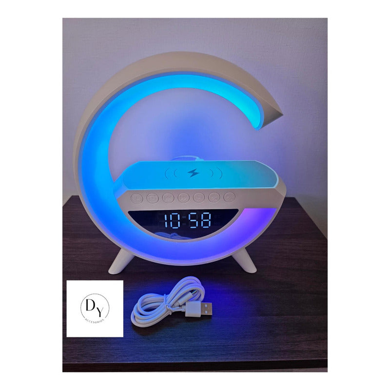 Parlante Bt Fm + Cargador Inalámbrico Reloj Lampara Norplat