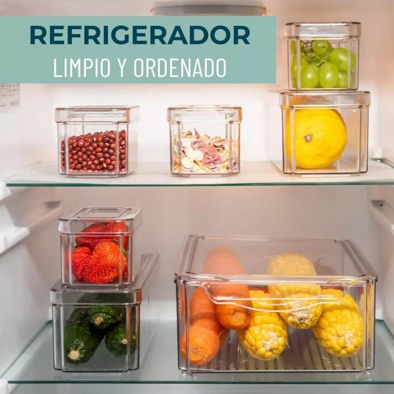 Organizador Refrigerador Set 7 Contenedores Con Tapa - Cukin