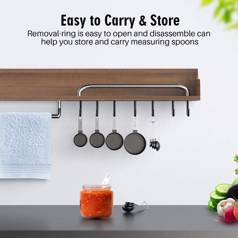 4 Cucharas + 4 Tazas Medidora Mango Acero Inoxidable Norplat