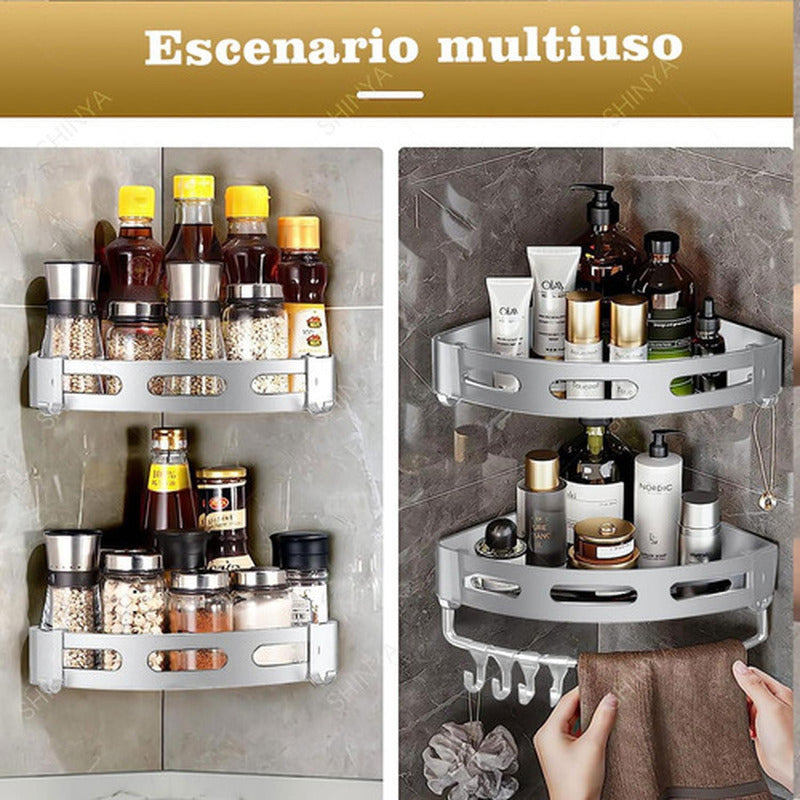 Repisas Esquineras Organizador Baño 2 Pisos Aluminio Norplat