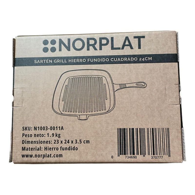 Sartén Bifera Churrasquera Grill Hierro Fundido 24cm Norplat