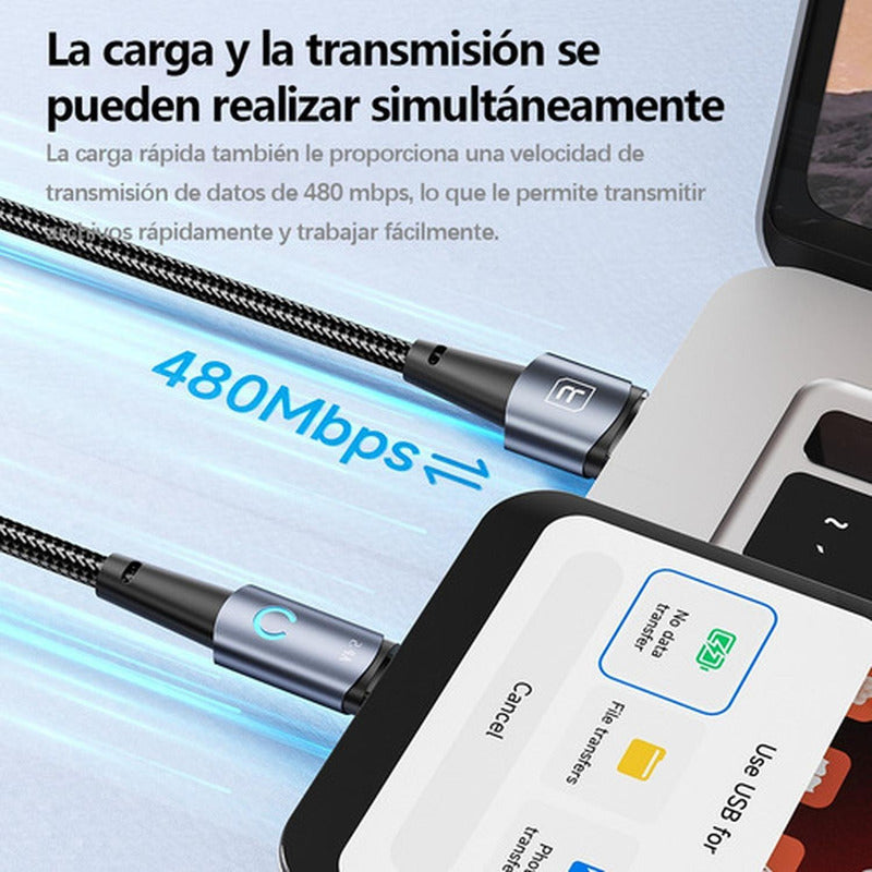 Cable Usb Para iPhone 2.4a 2 Metros Carga Rapida - Toocki