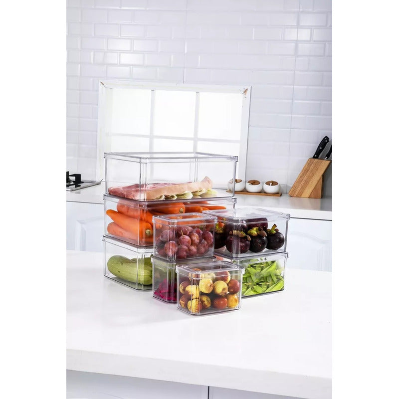Organizador Refrigerador Set 7 Contenedores Con Tapa - Cukin