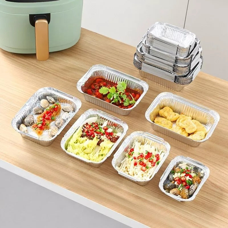 Bandeja / Envase De Aluminio 570 M C/tapa Domo (20 Unidades) Plateado