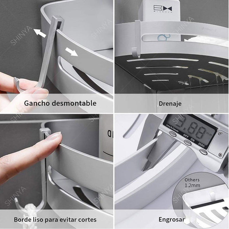 Repisas Esquineras Organizador Baño 2 Pisos Aluminio Norplat