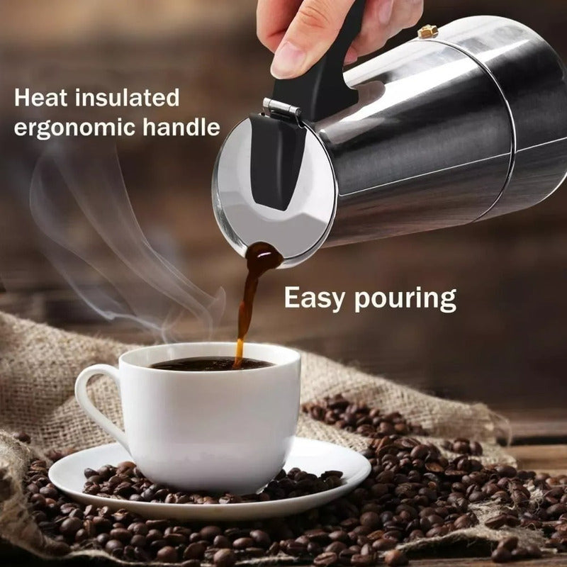 Cafetera Italiana 450ml Espresso 9 Tazas Acero Inoxidable