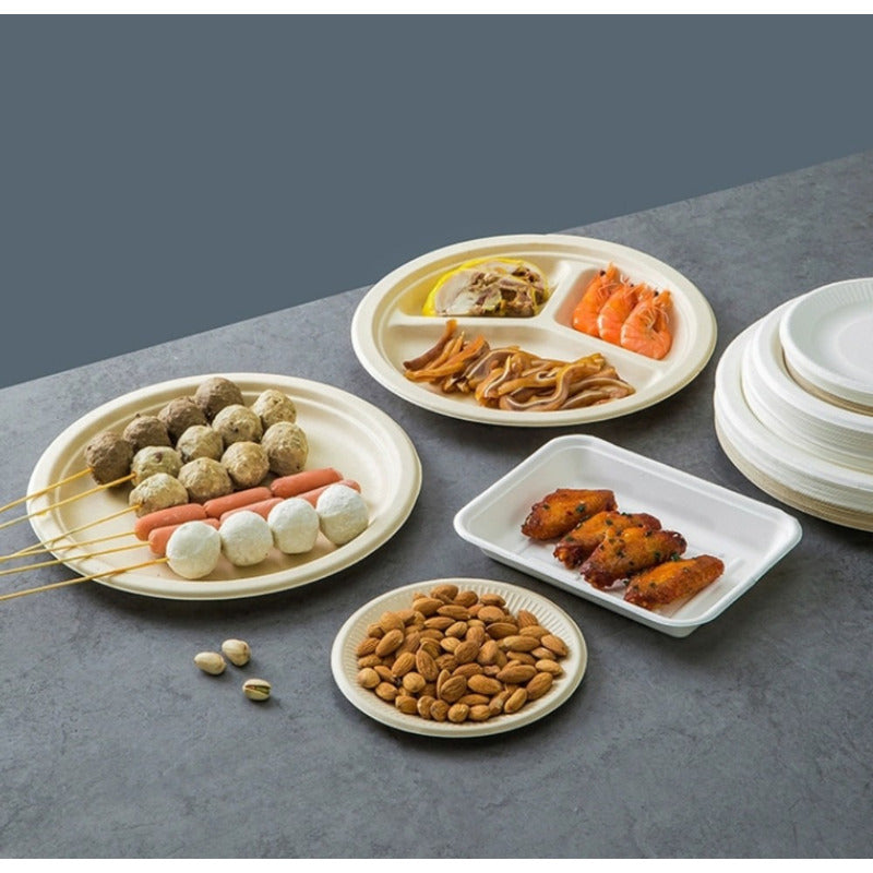 Platos De Pulpa Natural Compostable 22 Cms X 100 Uds - Cukin