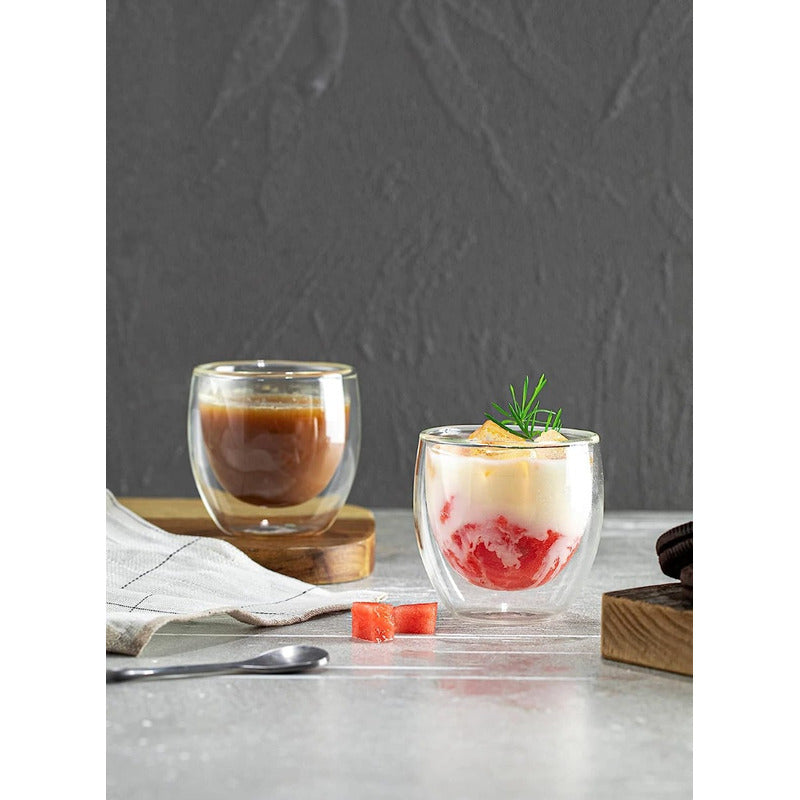 Set 4 Tazas Doble Vidrio Cafe Espresso Doble Pared - Norplat