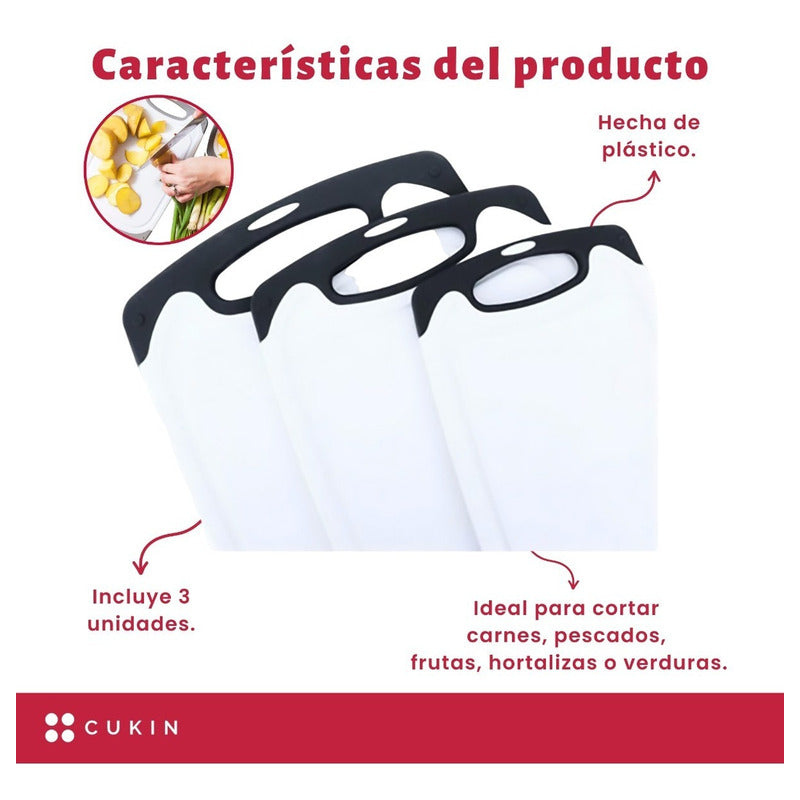 Pack De Tablas Para Cortar (3 Uni) - Cukin