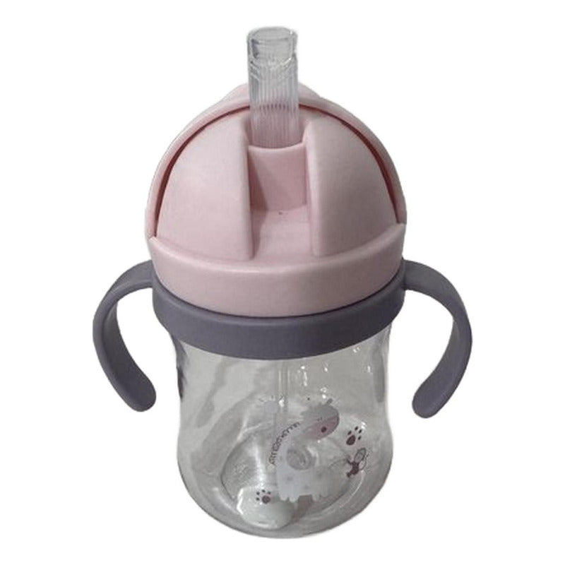 Vaso Antiderrame Norplat Para Bebe Con Bombilla 250ml 360° Rosa Jirafa