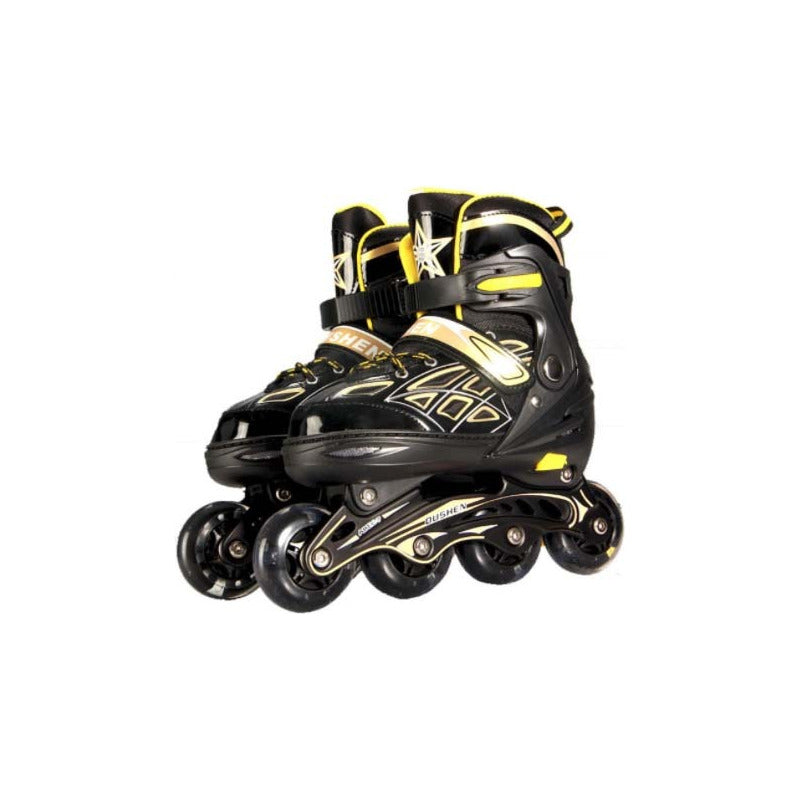 Patines En Linea Rollers Ajustables Adolescentes Adultos L 6.5 Cm Amarillo