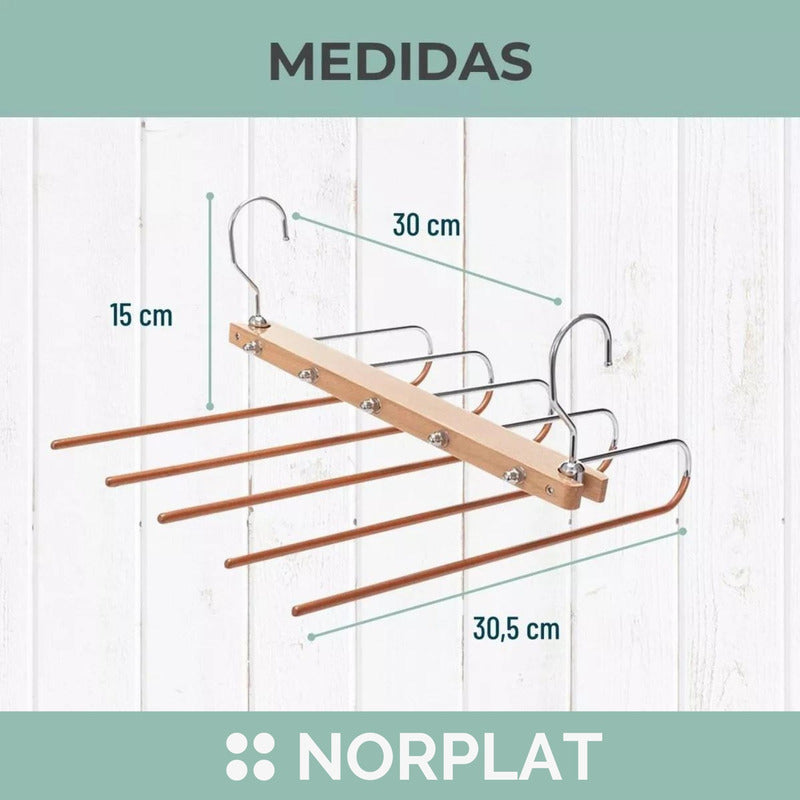 Colgador Pantalones Ganchos 5 En 1 Antideslizante - Norplat