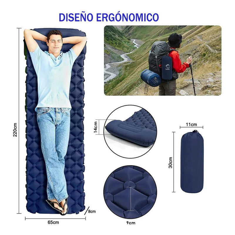 Colchoneta Inflable Plegable Norplat - Acampar Y Senderismo Azul Oscuro