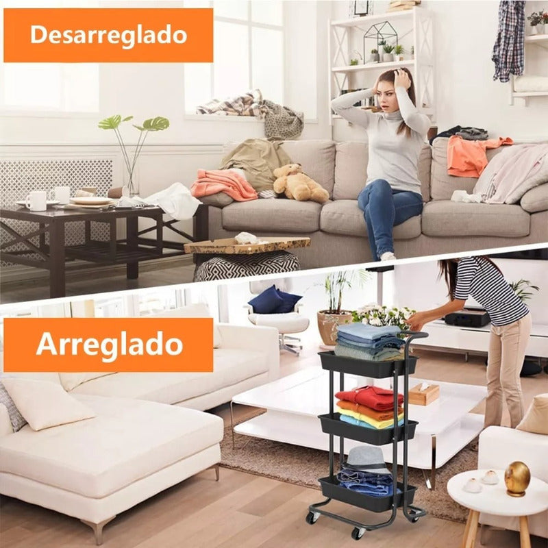 Carro Organizador Mueble Estante De Almacenamiento 3 Niveles
