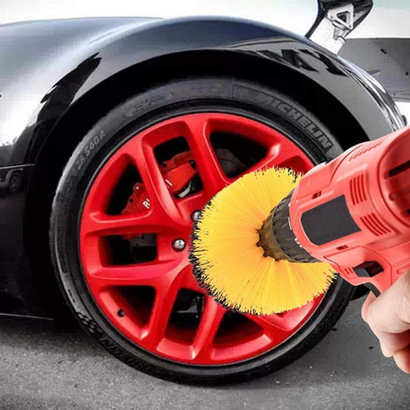 Set 4 Cepillos Limpieza Con Taladro Auto Hogar Tapiz Norplat