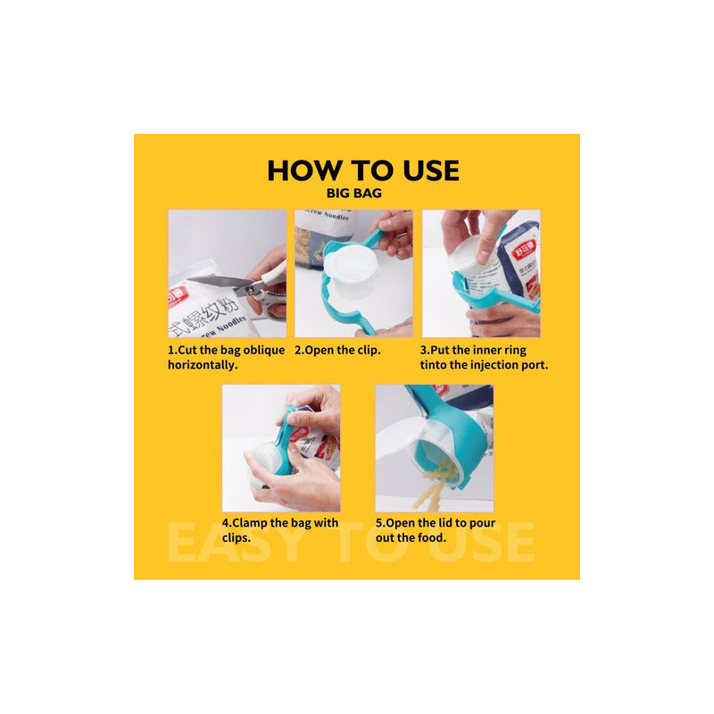 Pack 4 Clips Sella Bolsas Alimentos Con Tapas - Norplat