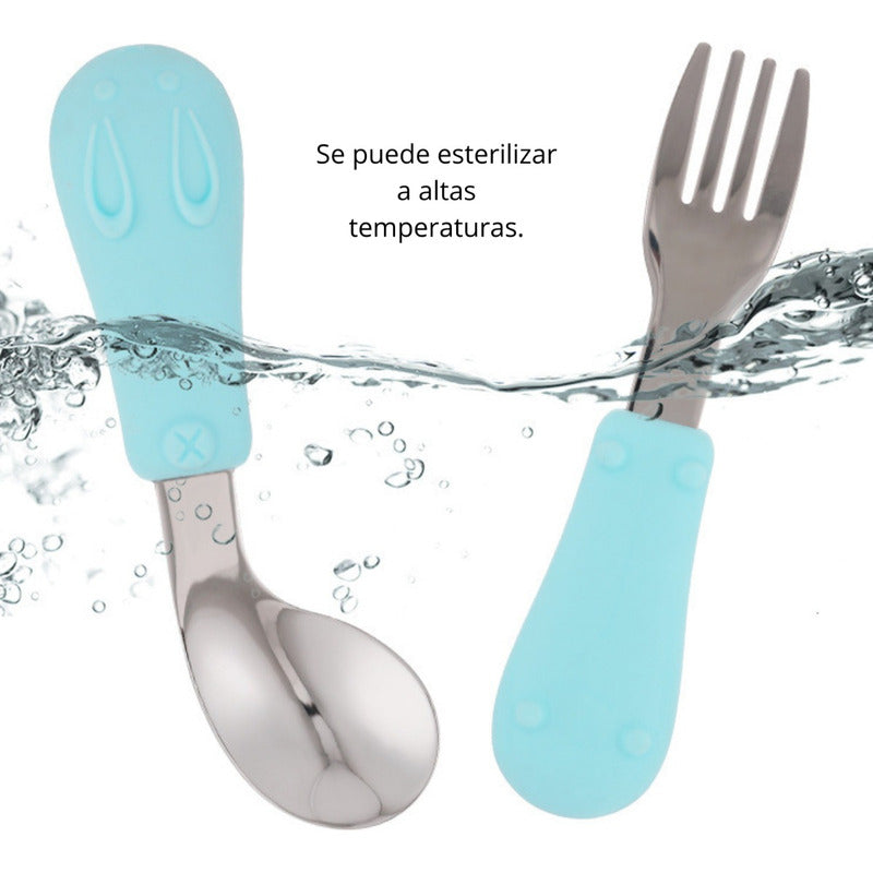 Set De Cubiertos Niño Niña Bebe Cuchara Tenedor Con Estuche