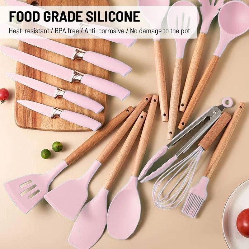 Set 19 Utensilios Cocina Acero Inoxidable Silicona - Norplat