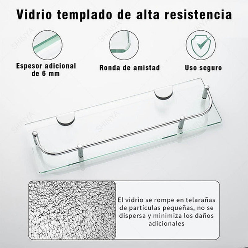 Organizador Ducha Repisa Baño Set 2 Vidrio Templado Norplat