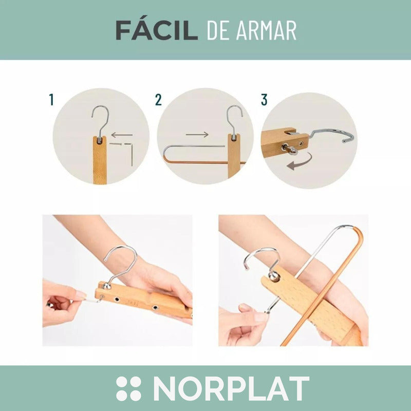 Colgador Pantalones Ganchos 5 En 1 Antideslizante - Norplat