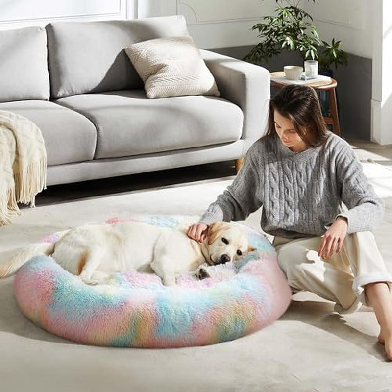 Cama Mascotas Antiestrés Peluda Perros Gatos 50 Cm - Norplat