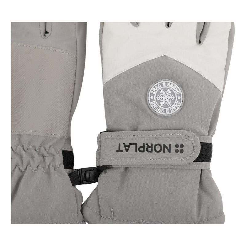 Guantes Térmicos Invierno Ski Nieve Pantalla Táctil Norplat Gris Claro - M