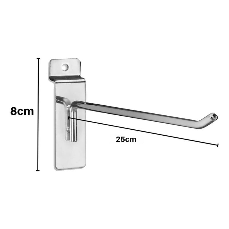 Pack 50 Ganchos Exhibidor 25cm 6mm Panel Ranurado - Norplat