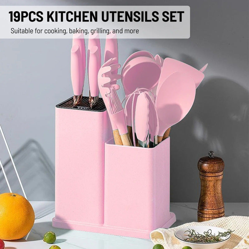 Set 19 Utensilios Cocina Acero Inoxidable Silicona - Norplat