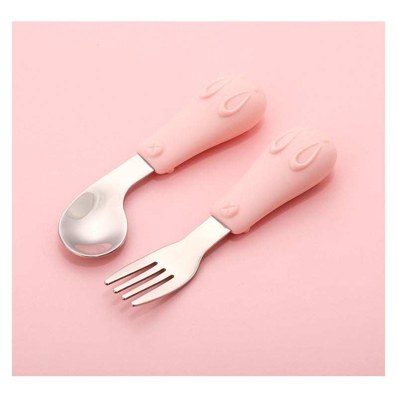 Set De Cubiertos Niño Niña Bebe Cuchara Tenedor Con Estuche