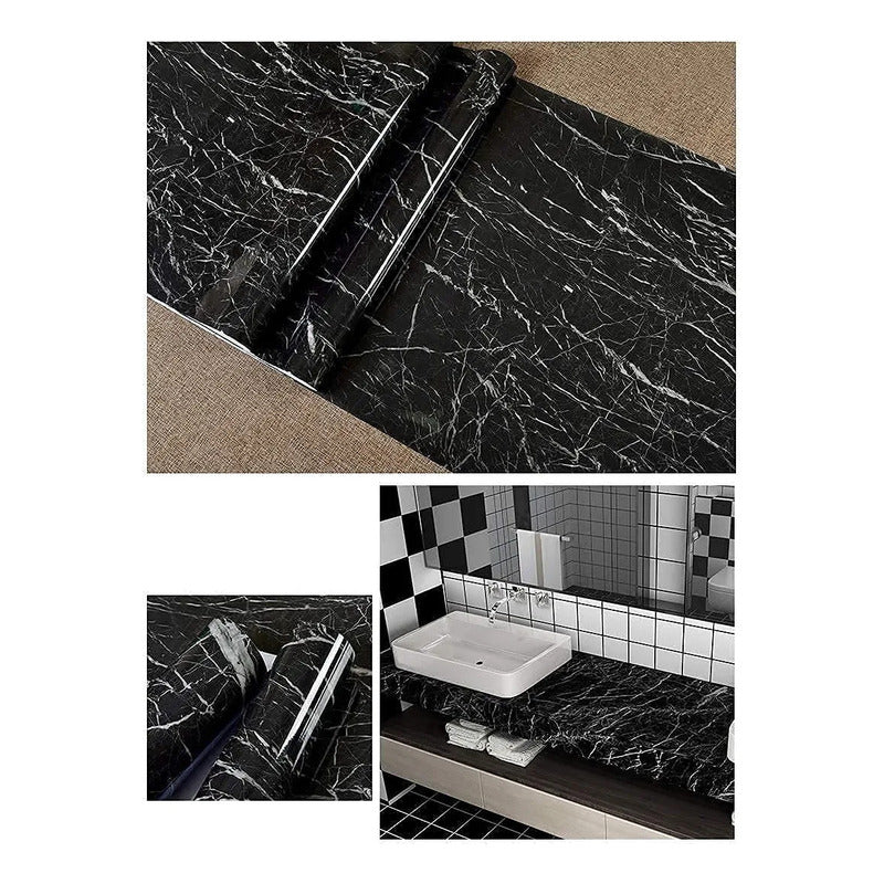 Vinilo Decorativo Adhesivo Norplat Para Cocina Marmol 2mts Negro