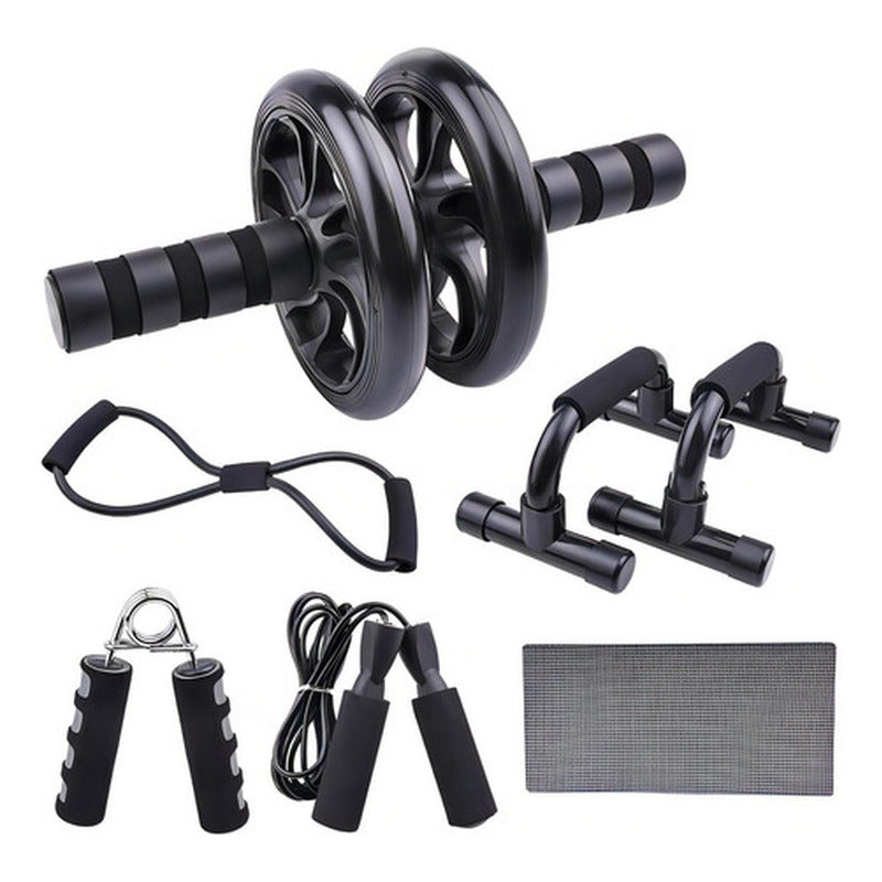 Set Deportivo 7 En 1 Rodillo Rueda Abdominal Cuerda Norplat