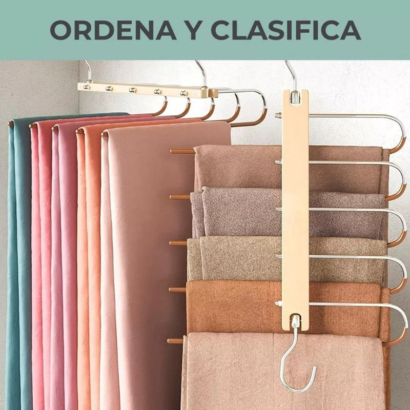 Colgador Pantalones Ganchos 5 En 1 Antideslizante - Norplat