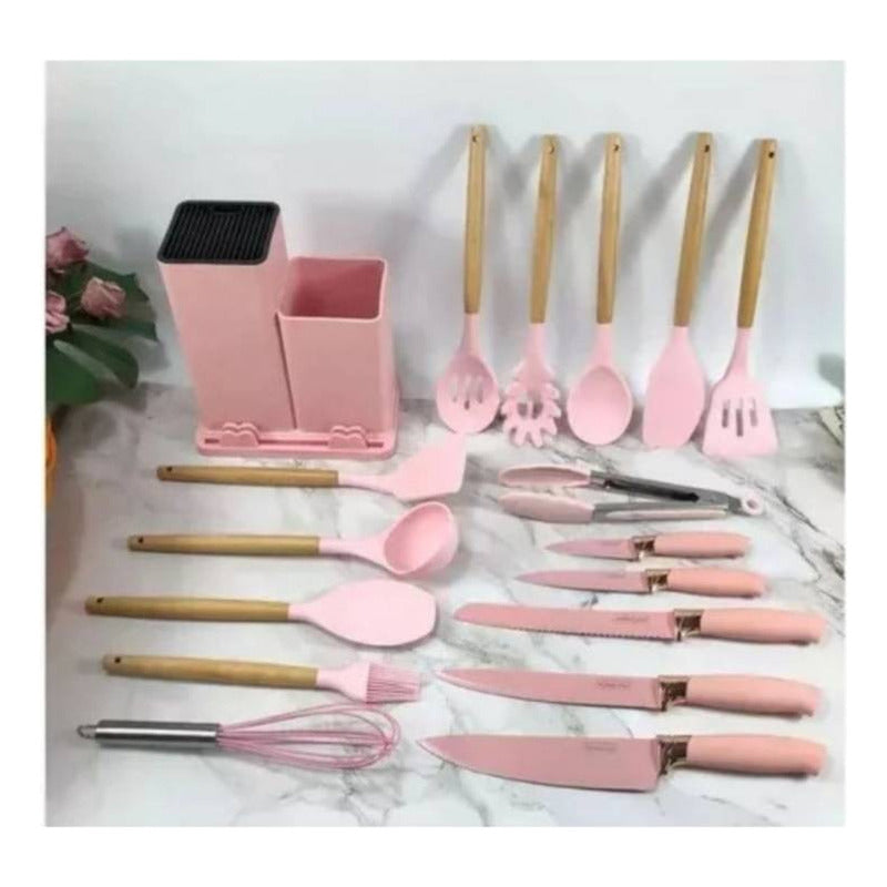 Set 19 Utensilios Cocina Acero Inoxidable Silicona - Norplat