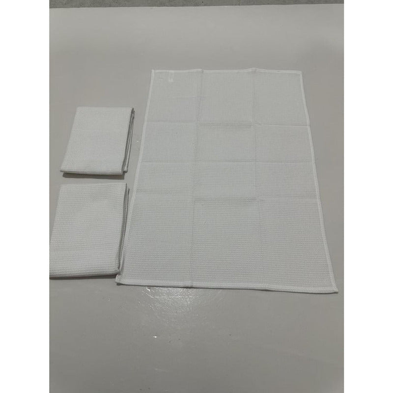 Set 3 Huasca Paño De Cocina Repasador Gastronomico - Norplat Blanco