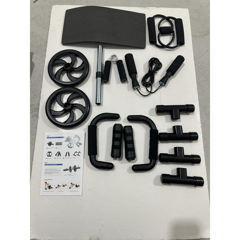 Set Deportivo 7 En 1 Rodillo Rueda Abdominal Cuerda Norplat