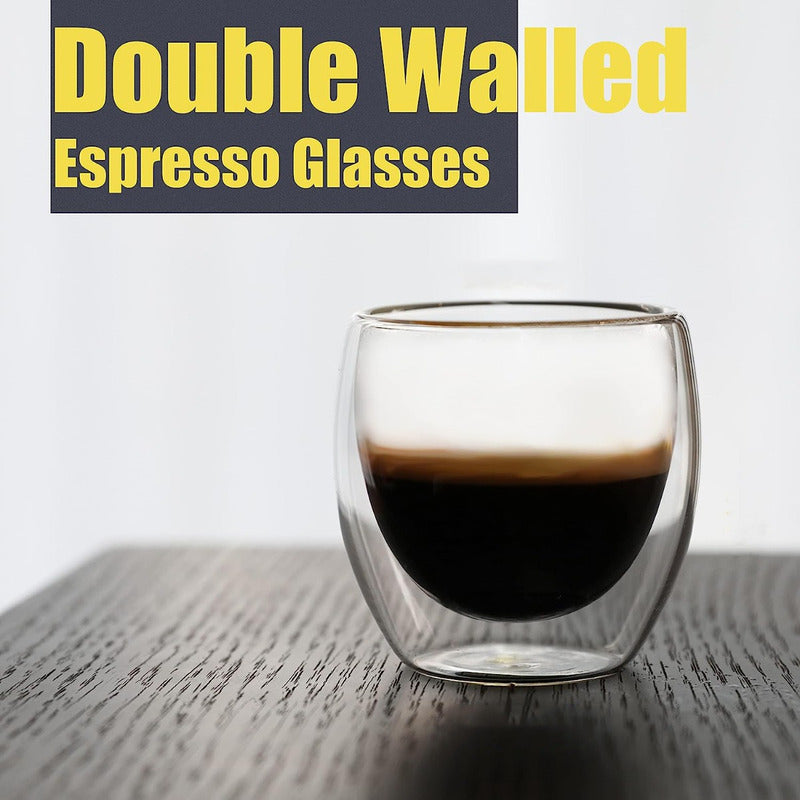 Set 4 Tazas Doble Vidrio Cafe Espresso Doble Pared - Norplat