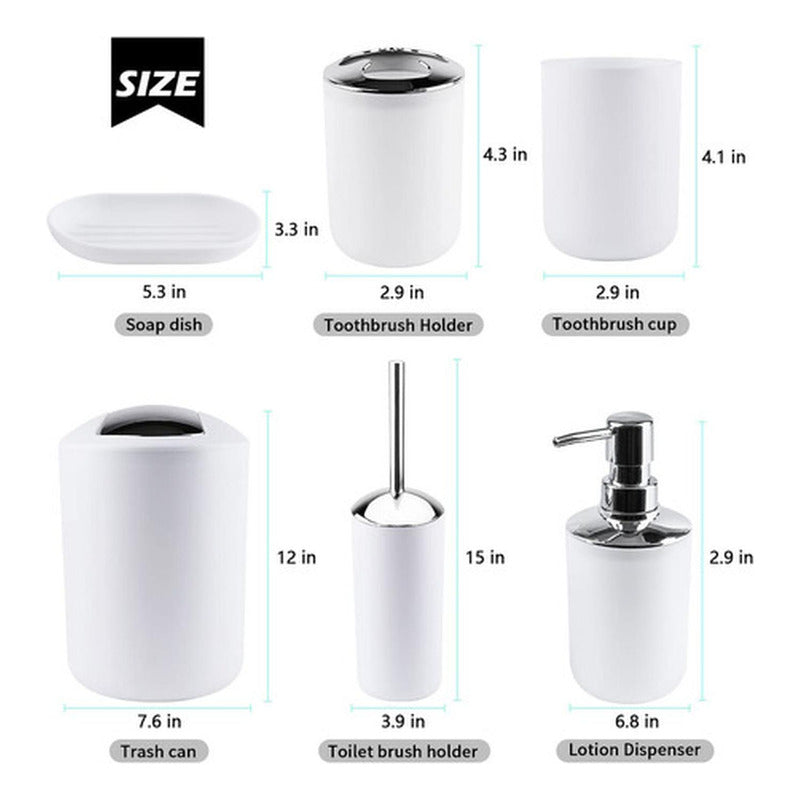 Set De Accesorios Para Baño - 6 Piezas - Norplat