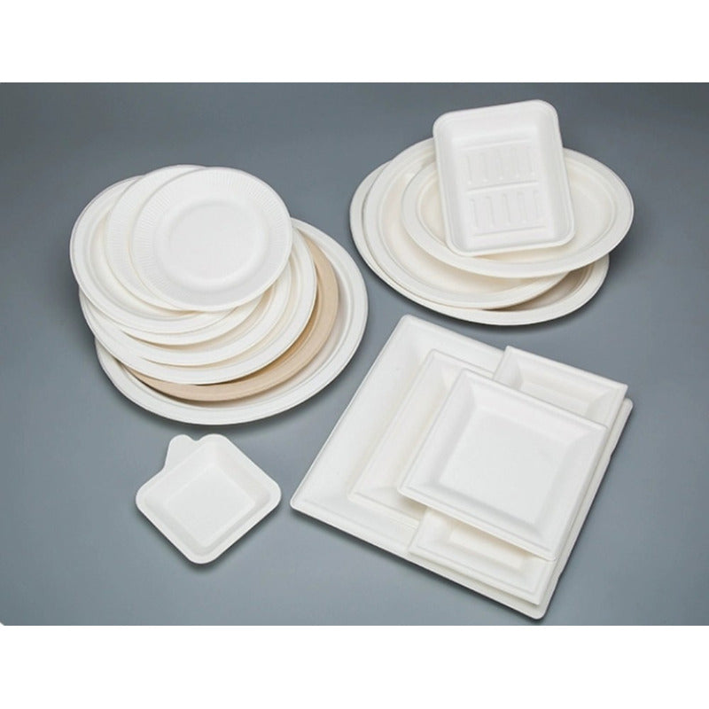 Platos De Pulpa Natural Compostable 22 Cms X 100 Uds - Cukin