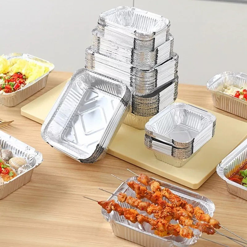 Bandeja / Envase De Aluminio 570 M C/tapa Domo (20 Unidades) Plateado