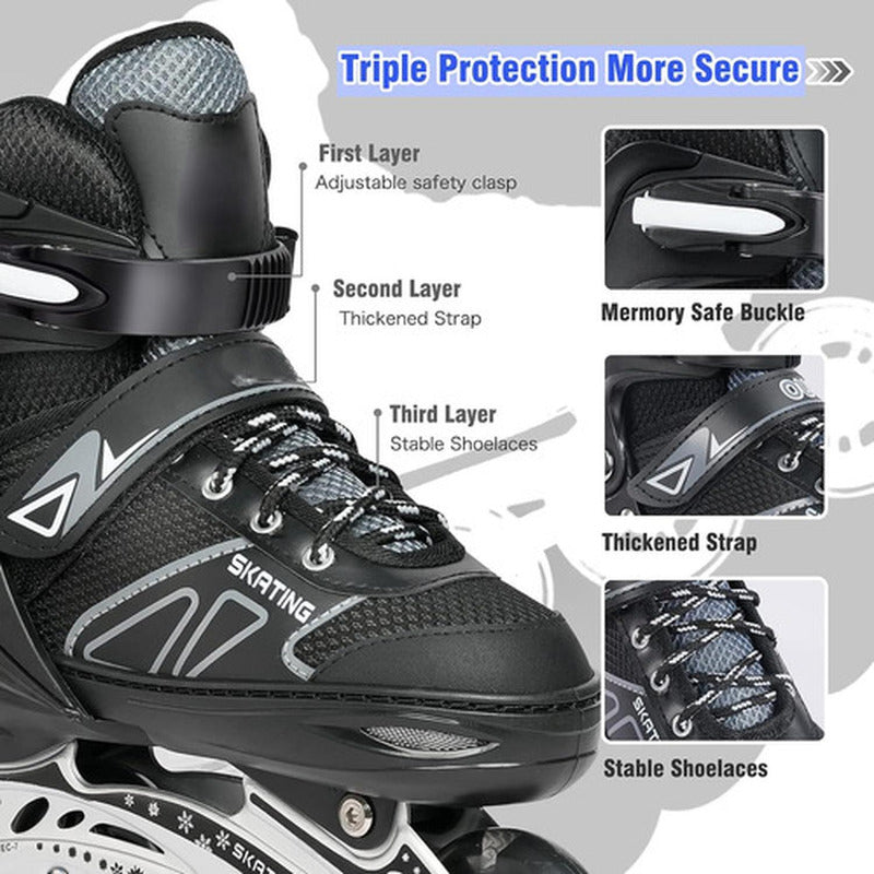 Patines En Linea Rollers Adolescentes Adultos Ajustable