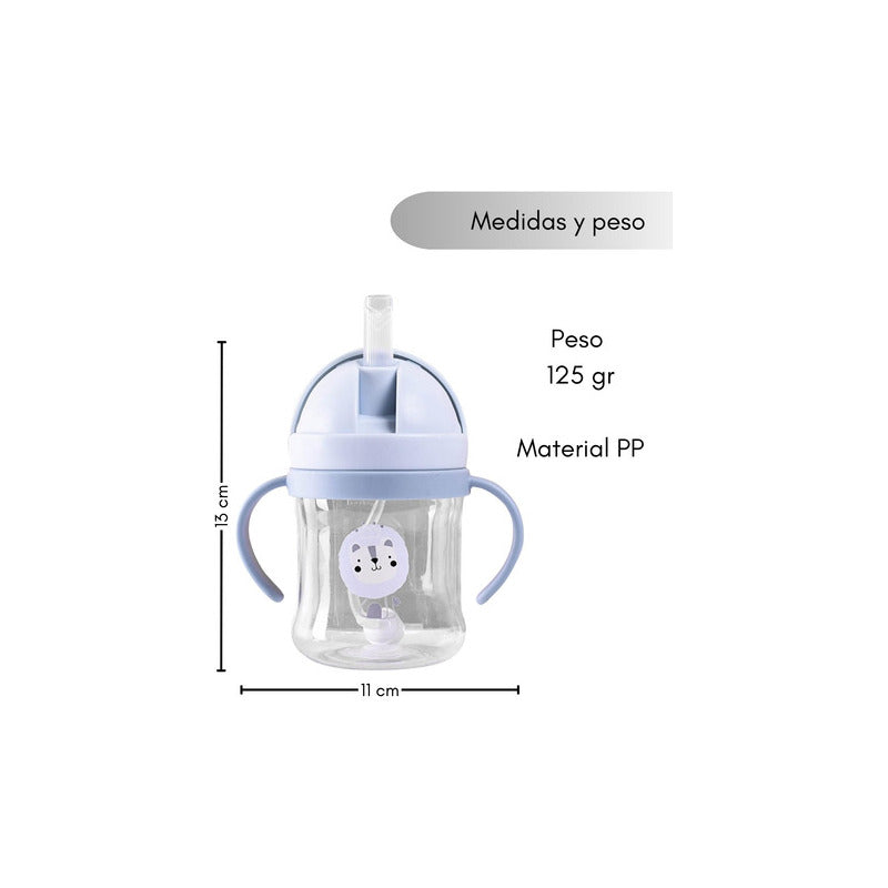 Vaso Antiderrame Norplat Para Bebe Con Bombilla 250ml 360° Rosa Jirafa
