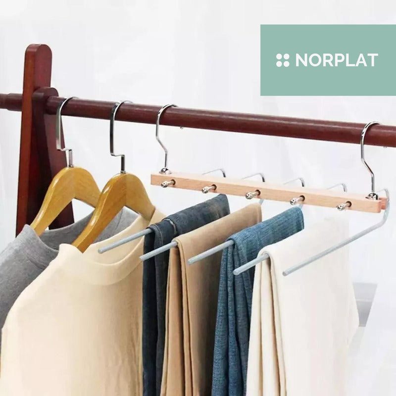 Colgador Pantalones Ganchos 5 En 1 Antideslizante - Norplat