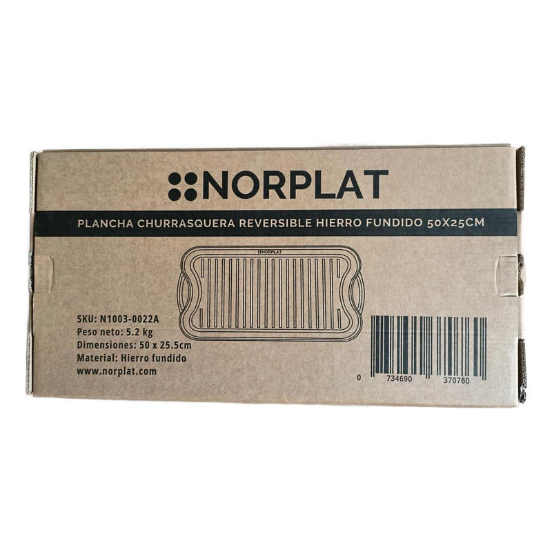 Plancha Hierro Fundido Churrasquera 2 En 1 50x25cm - Norplat