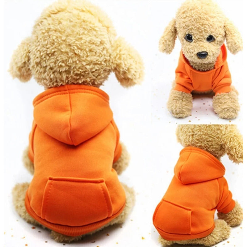 Polerón Con Gorro Ropa Chaleco Perro Abrigo Invierno Norplat Naranjo M