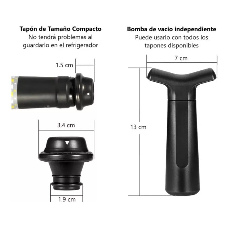 Vino Botella Bomba De Vacio 4 Tapones Extractor Aire - Cukin