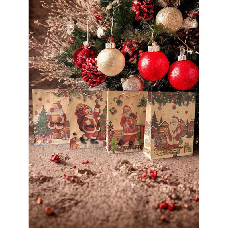 12 Bolsas De Regalo Navidad Kraft Premium Grande - Norplat
