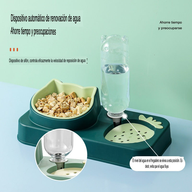 Bebedero Y Comedero Plato Doble Para Mascotas Perro Gato Wuf