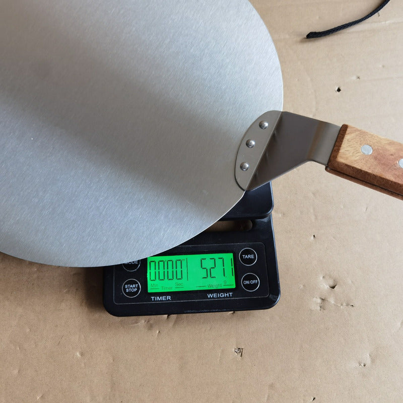 Pala De Pizza Redonda 30 Cm Acero Inox Con Mango De Madera