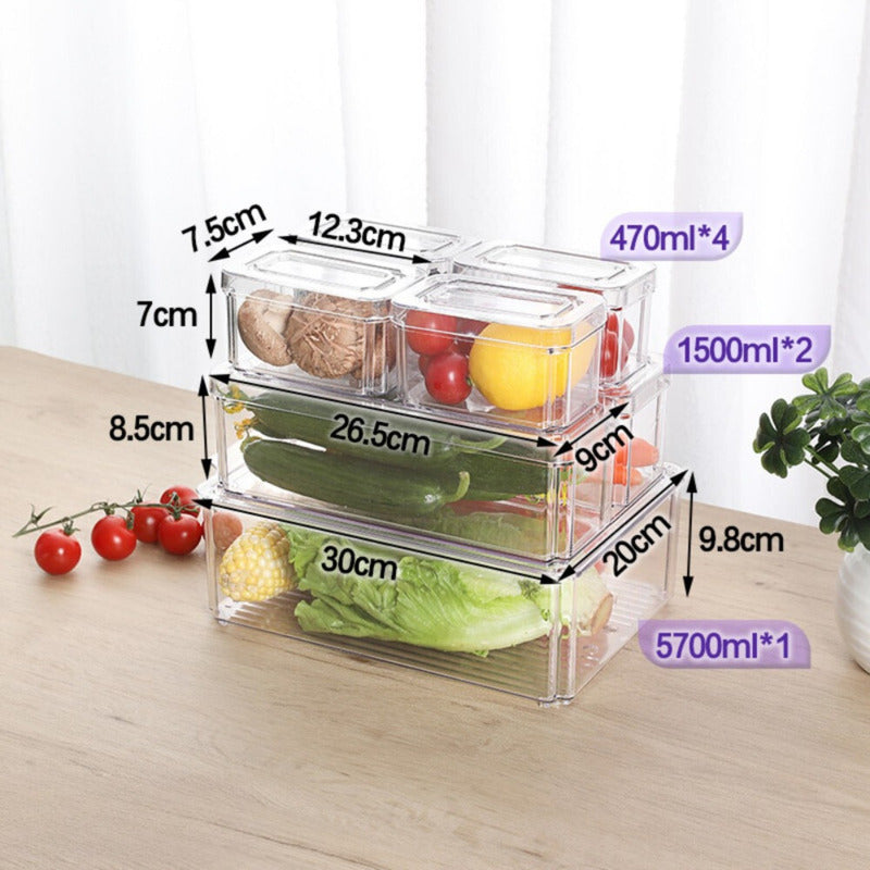 Organizador Refrigerador Set 7 Contenedores Con Tapa - Cukin